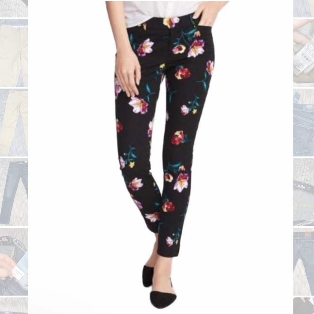 Old Navy NWT! Pixie Black Floral Print Skinny Pant Size 8